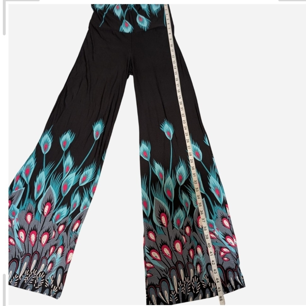 Pre-owned White Mark Vibrant Feather Pattern Pants - Picture 2 of 8